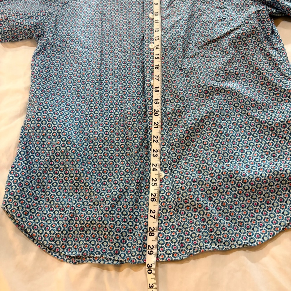 Bonobos Mens Slim Fit Short Sleeve Button Down Shirt Blue Geometric Floral L - Picture 6 of 7